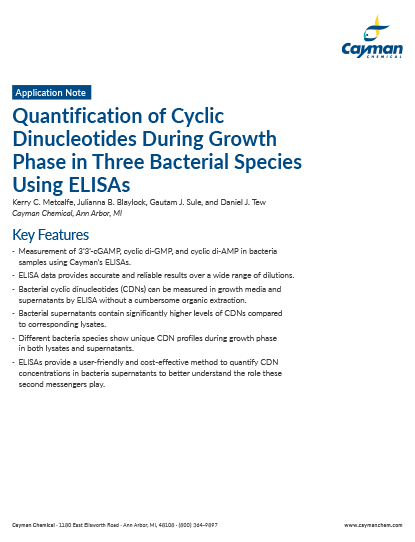 Quantification of Cyclic Dinucleotides During Growth Phase in Three Bacterial Species Using ELISAs<br>